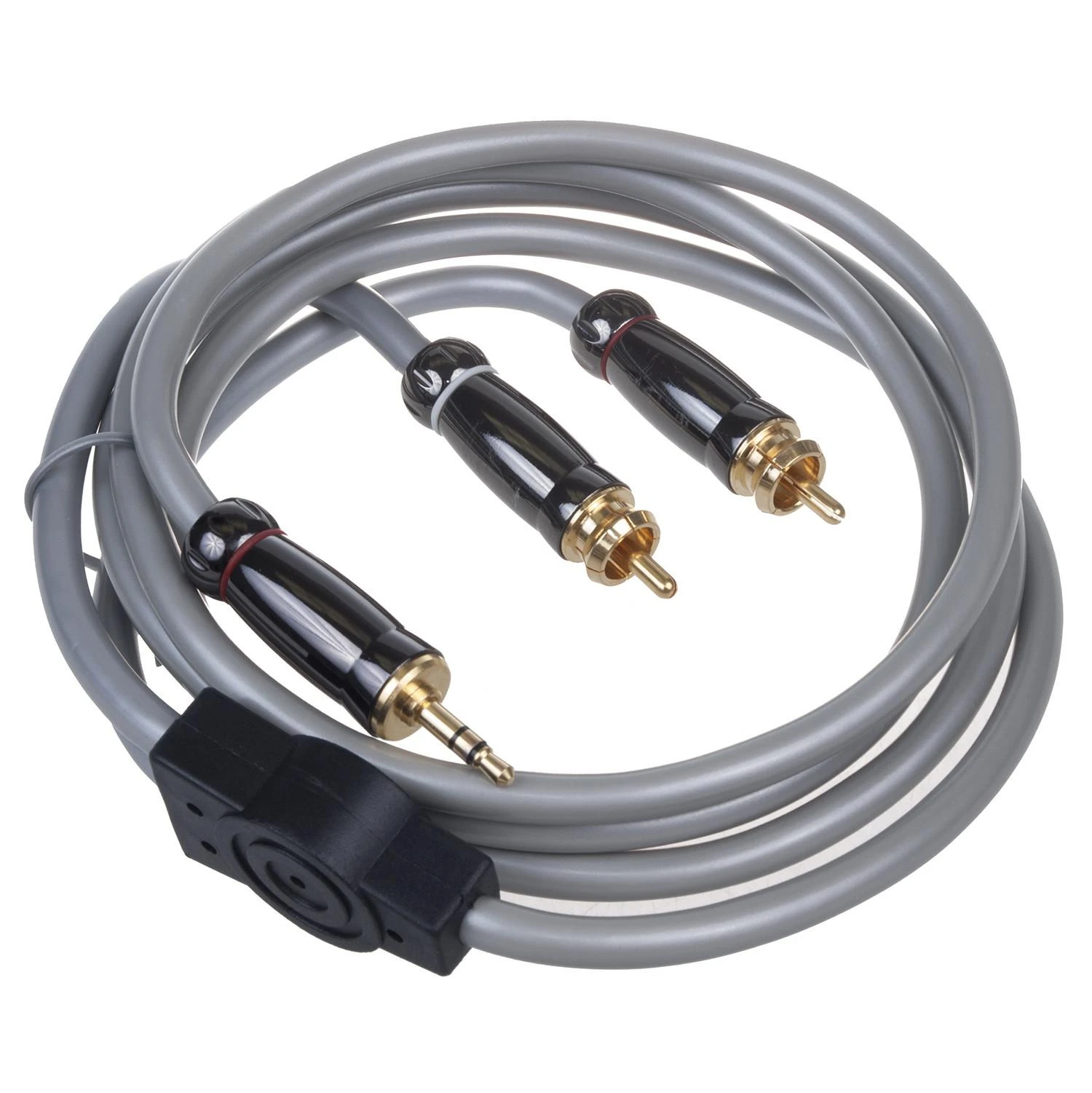Pilkas 3.5mm į RCA garso kabelis su jungikliu