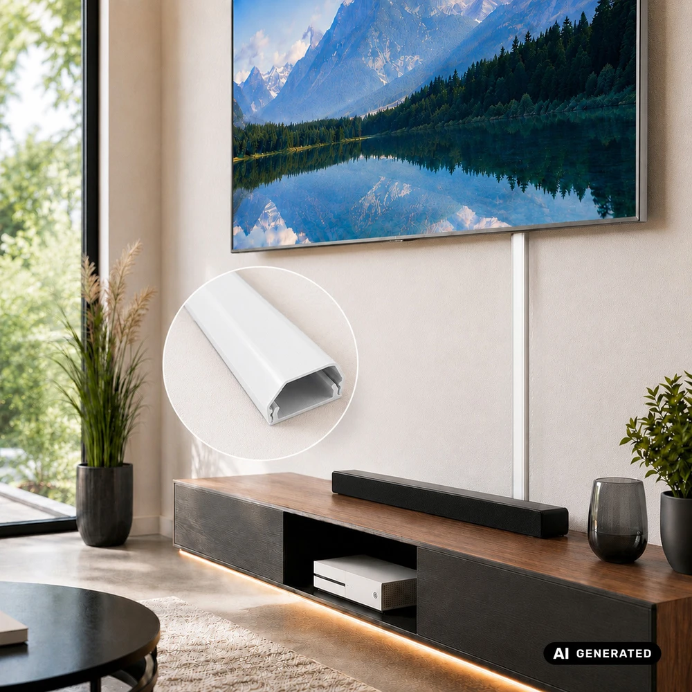 Aliumininė maskuojamoji juosta Maclean kabliams, 33x18x750mm, balta, MCTV-897 W