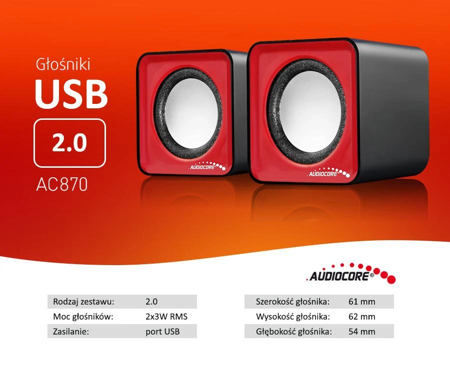 Kompiuterio kolonėlės Kompiuteriniai garsiakalbiai Audiocore AC870R, raudona