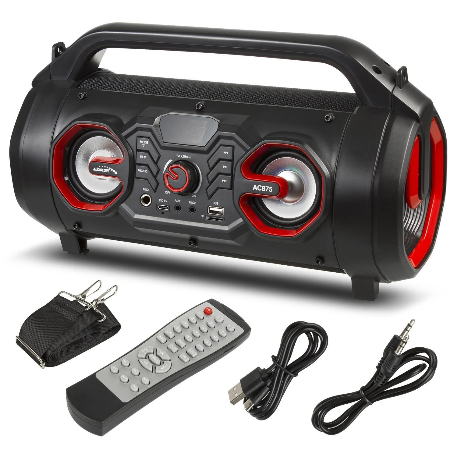 Garsiakalbis Nešiojama garso kolonėlė „Audiocore Bazooka“, „Bluetooth 5.0“, FM radijas, mikro plokštė, SDIPX4, 2000mAh, AC875