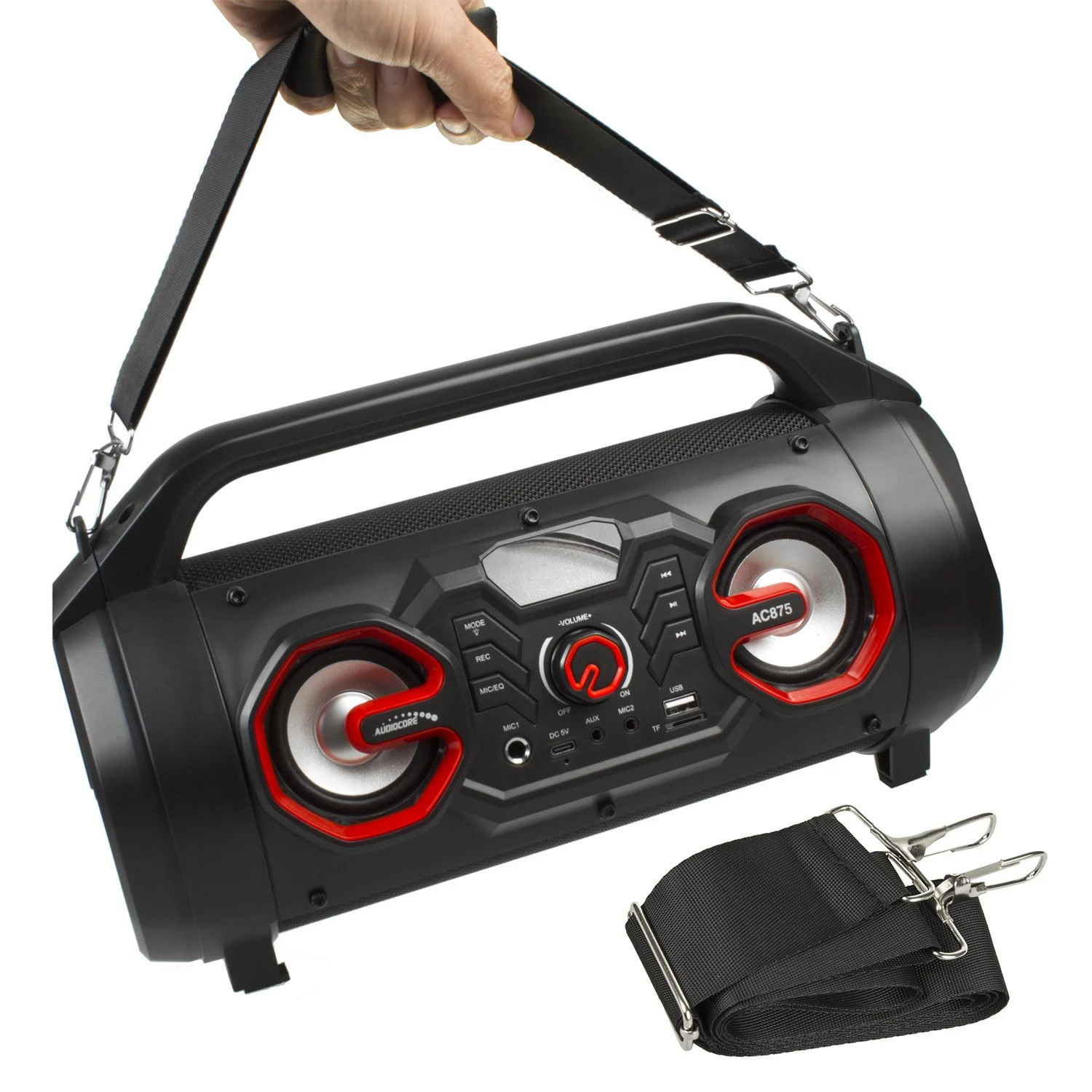 Garsiakalbis Nešiojama garso kolonėlė „Audiocore Bazooka“, „Bluetooth 5.0“, FM radijas, mikro plokštė, SDIPX4, 2000mAh, AC875