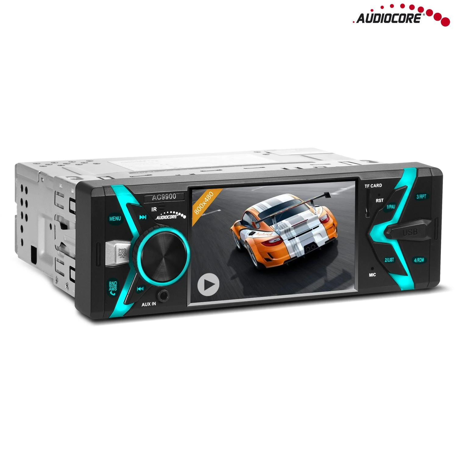 Automagnetola Nešiojamas stereofoninis automobilis AUDIOCORE AC9900 (USB, USB + AUX, USB + AUX + SD kortelės)