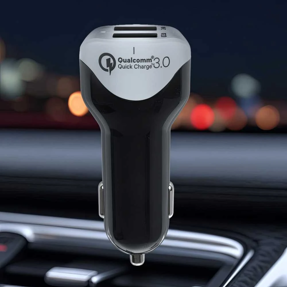 MACLEAN MCE157 Maclean MCE157 Automobilinis pakrovėjas max4,8A 2xUSB Qualcomm QC QC 3.0 plus 1,5m sidabrinis