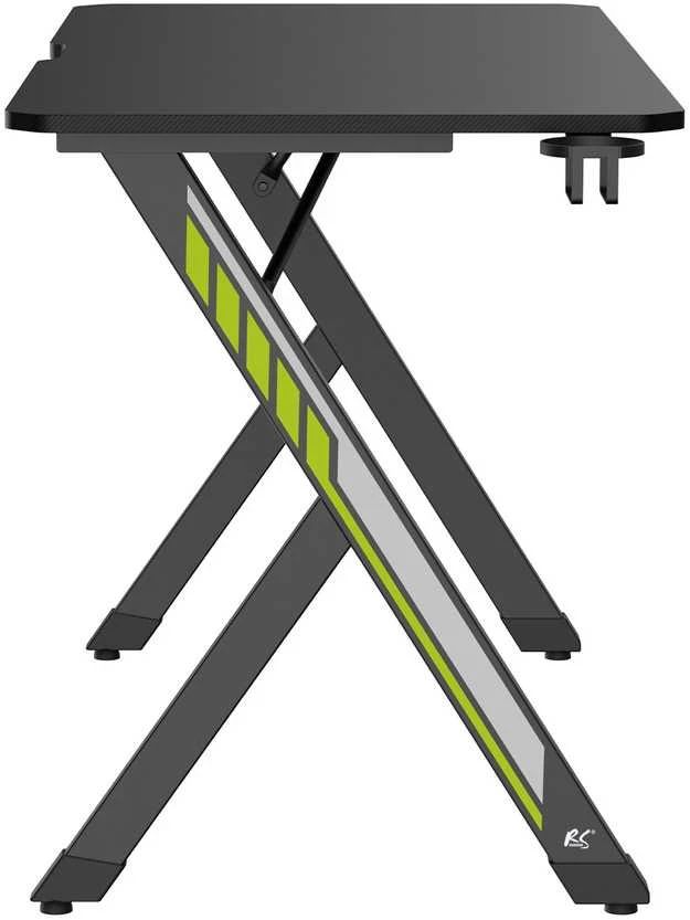 Biurko „NanoRS“ žaidimų stalas, juodas su ausinių ir puodelio laikikliu, maks. 75 kg, matmenys 1200 x 600 x 750 mm, RS101