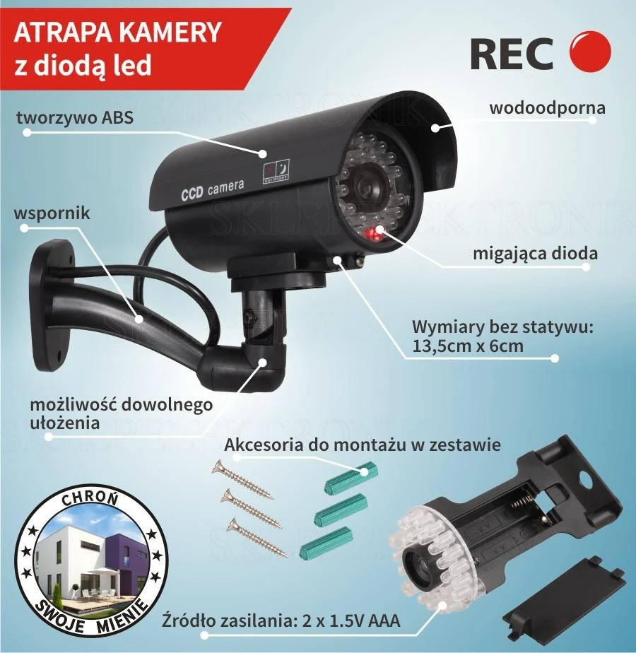 CEE MACLEAN IR9000 S CE IR9000S apsaugos kamera Dummy IR LED, sidabrinis