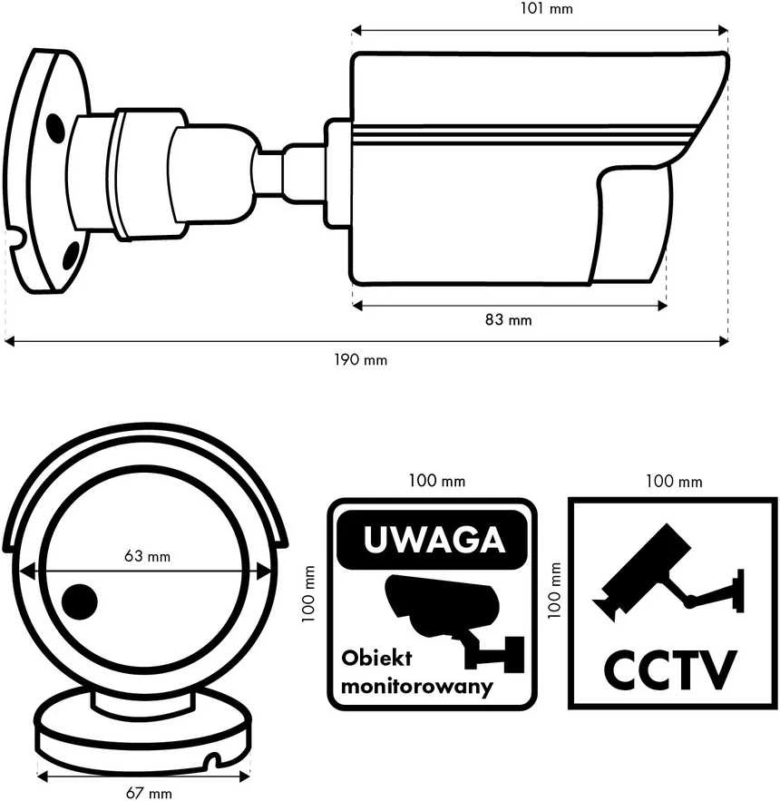 CE Rinkinys dviejų imitacinių vamzdinių kamerų, IR LED diodai, balta, maitinimas 2xAA (nėra komplekte), ABS, IR1800 WT