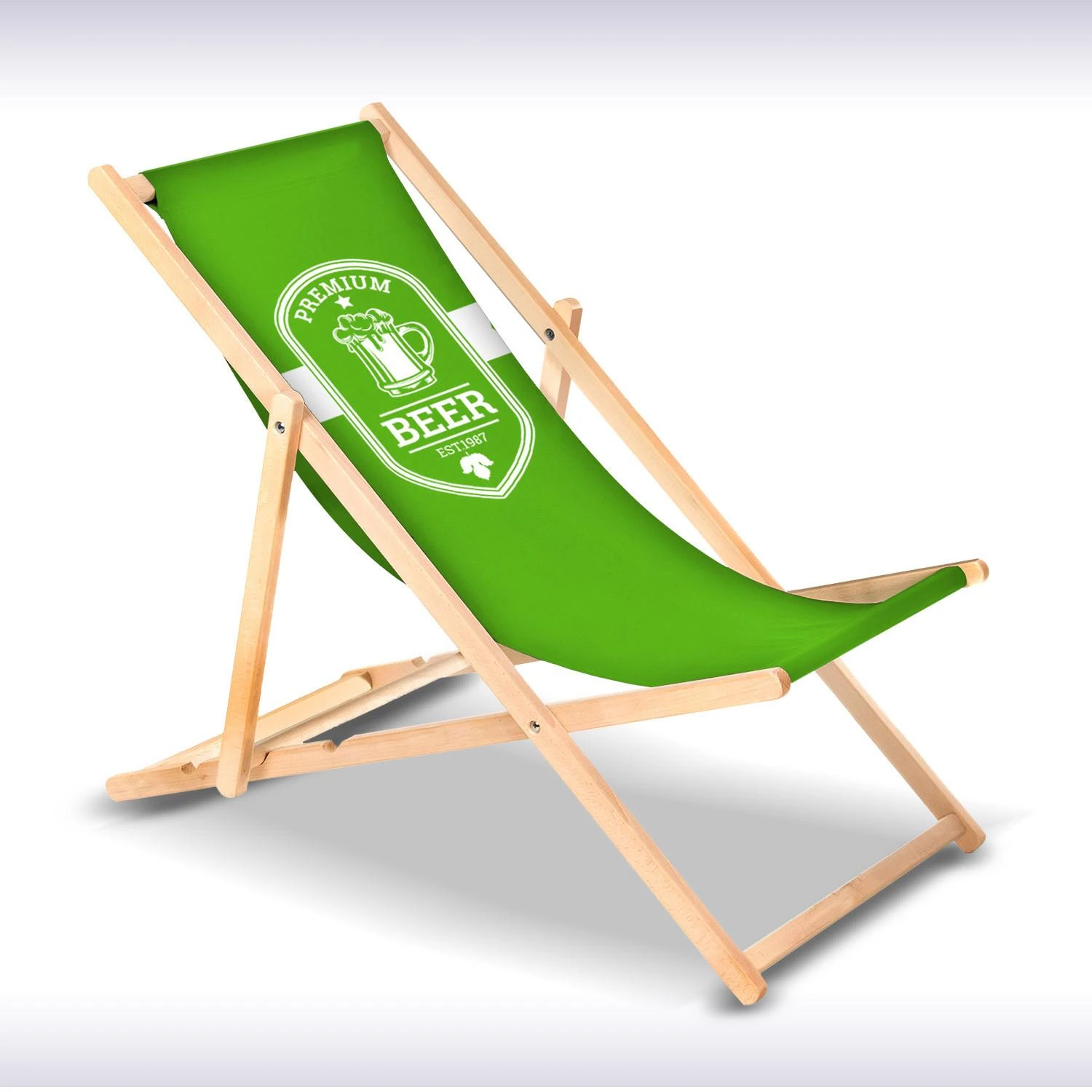 Lezak Klasikinė buko medienos gulto kėdė GreenBlue GB183 su jūsų pasirinktu spaudiniu