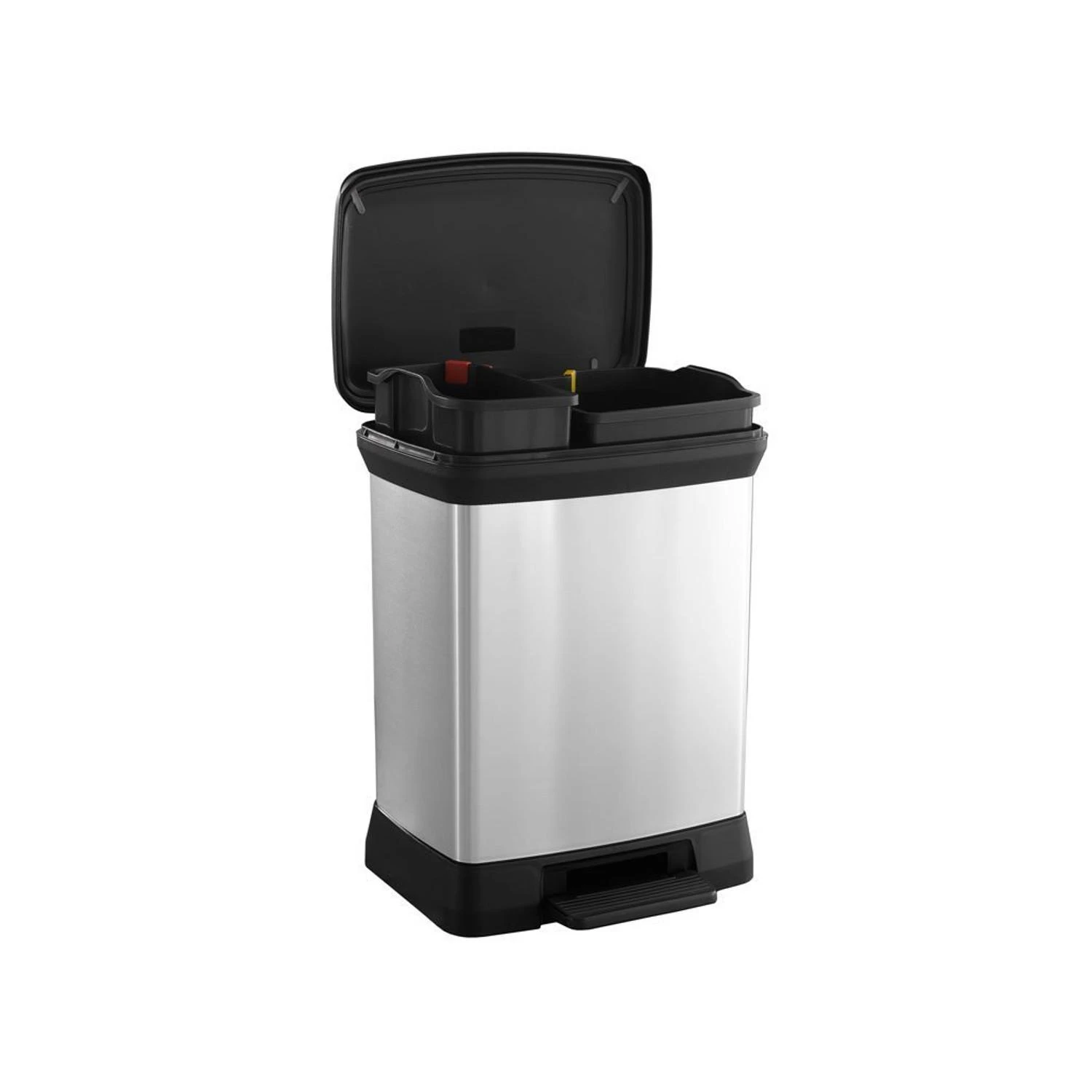 Curver Dviguba šiukšliadėžė su pedalu Deco, sidabrinė, 10l+18l