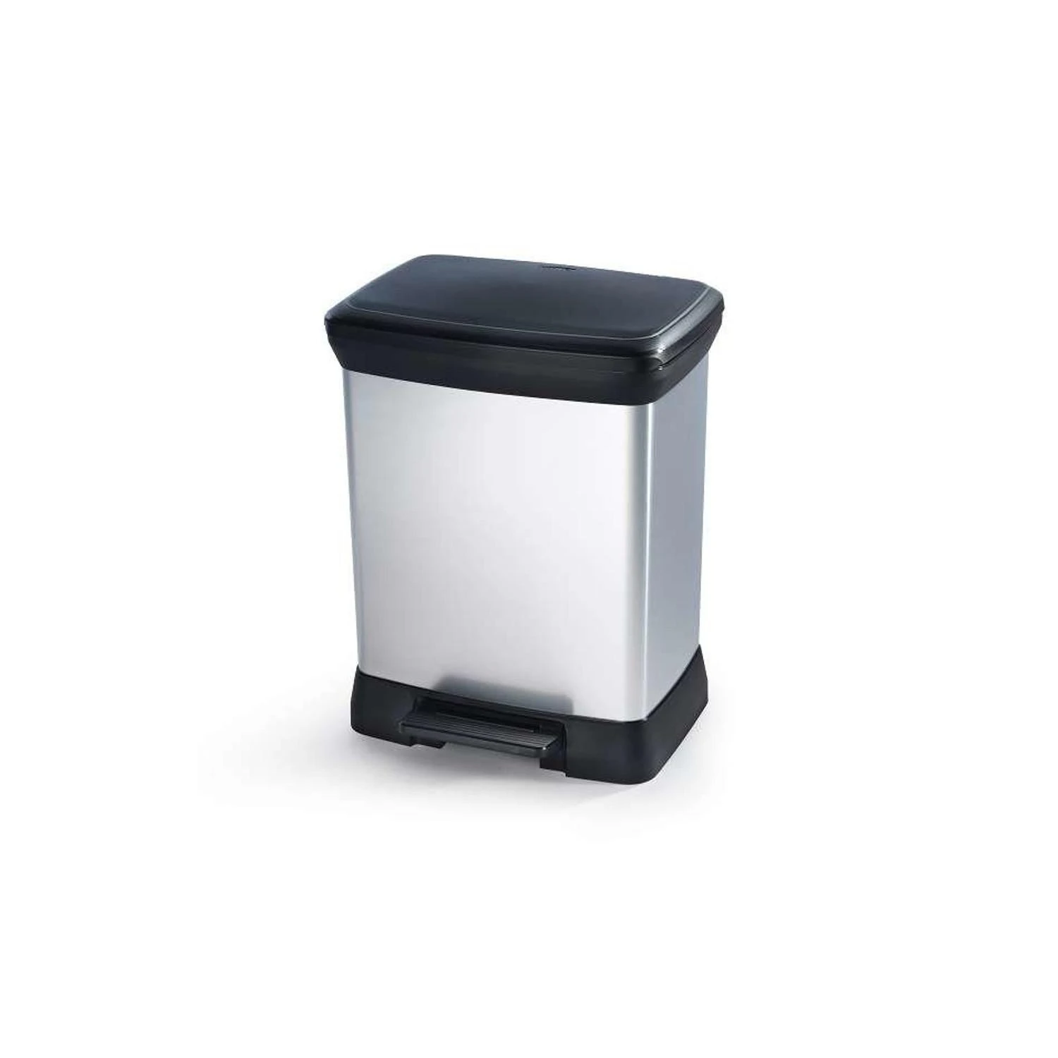 Curver Dviguba šiukšliadėžė su pedalu Deco, sidabrinė, 10l+18l