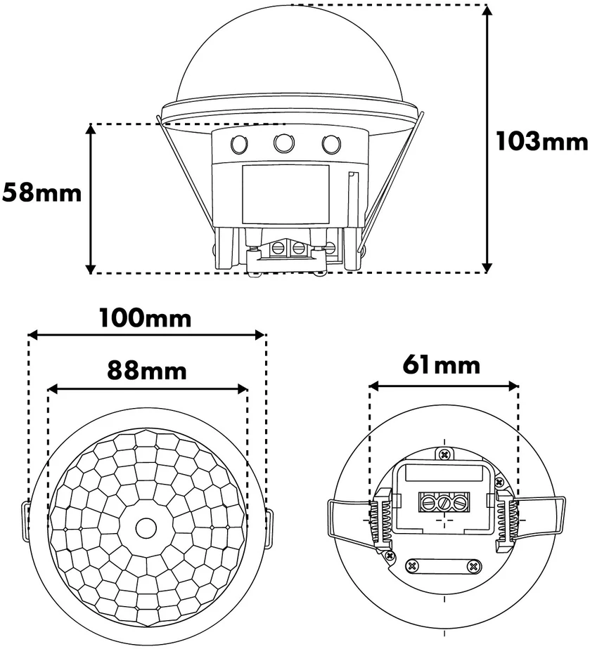 PIR judesio jutiklis Maclean, Montuojamas, veikimo nuotolis 10x40m, 1000W/2000W, 220-240V AC, 50/60Hz, IP54, MCE822