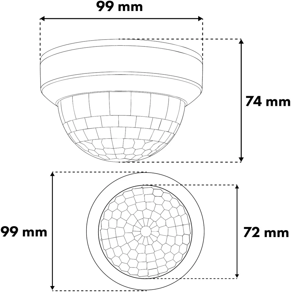 PIR judesio jutiklis Maclean, montuojamas ant paviršiaus, veikimo nuotolis 10x40 m, 1000 W/2000 W, 220–240 V AC, 50/60 Hz, MCE823