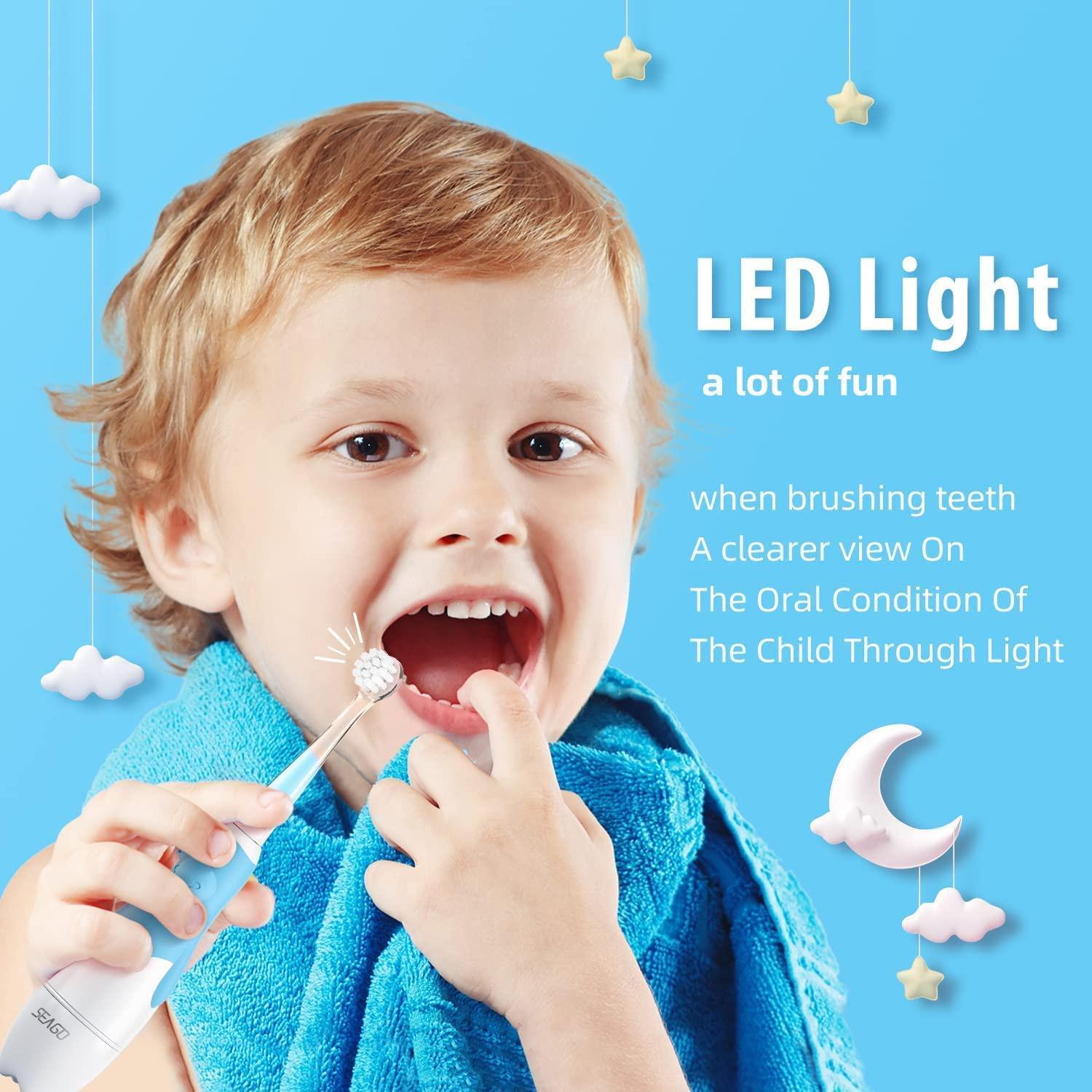 Seago vaikiškas elektrinis dantų šepetėlis nuo 1 metų su LED, IPX7, SG-513