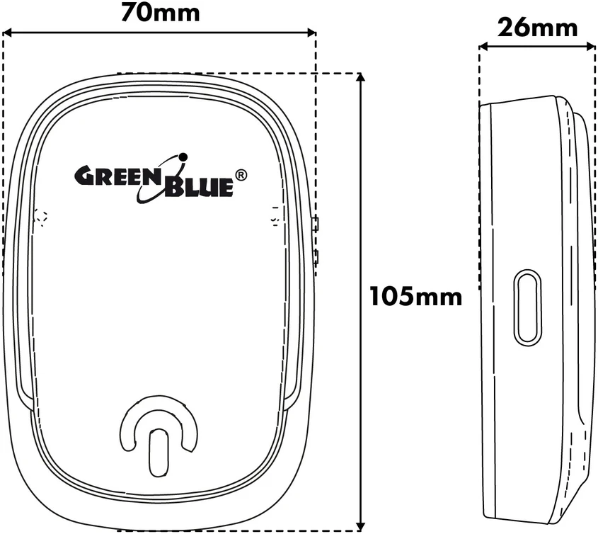 GreenBlue Dzwonek belaidis ,38 melodii, 90dB, juoda, zasięg do 200m, B (GB404)