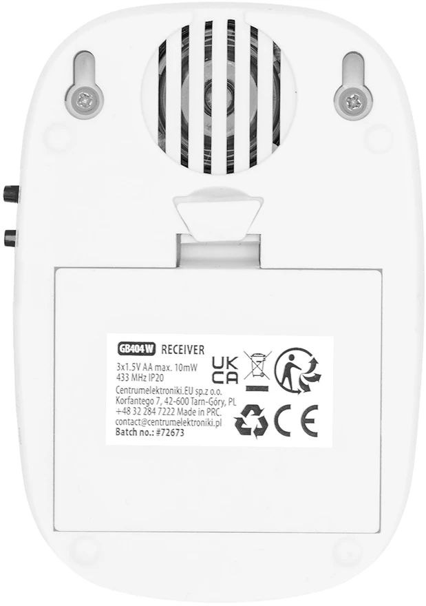 GreenBlue Dzwonek belaidis ,38 melodii, 90dB, balta, zasięg do 200m, W (GB404)