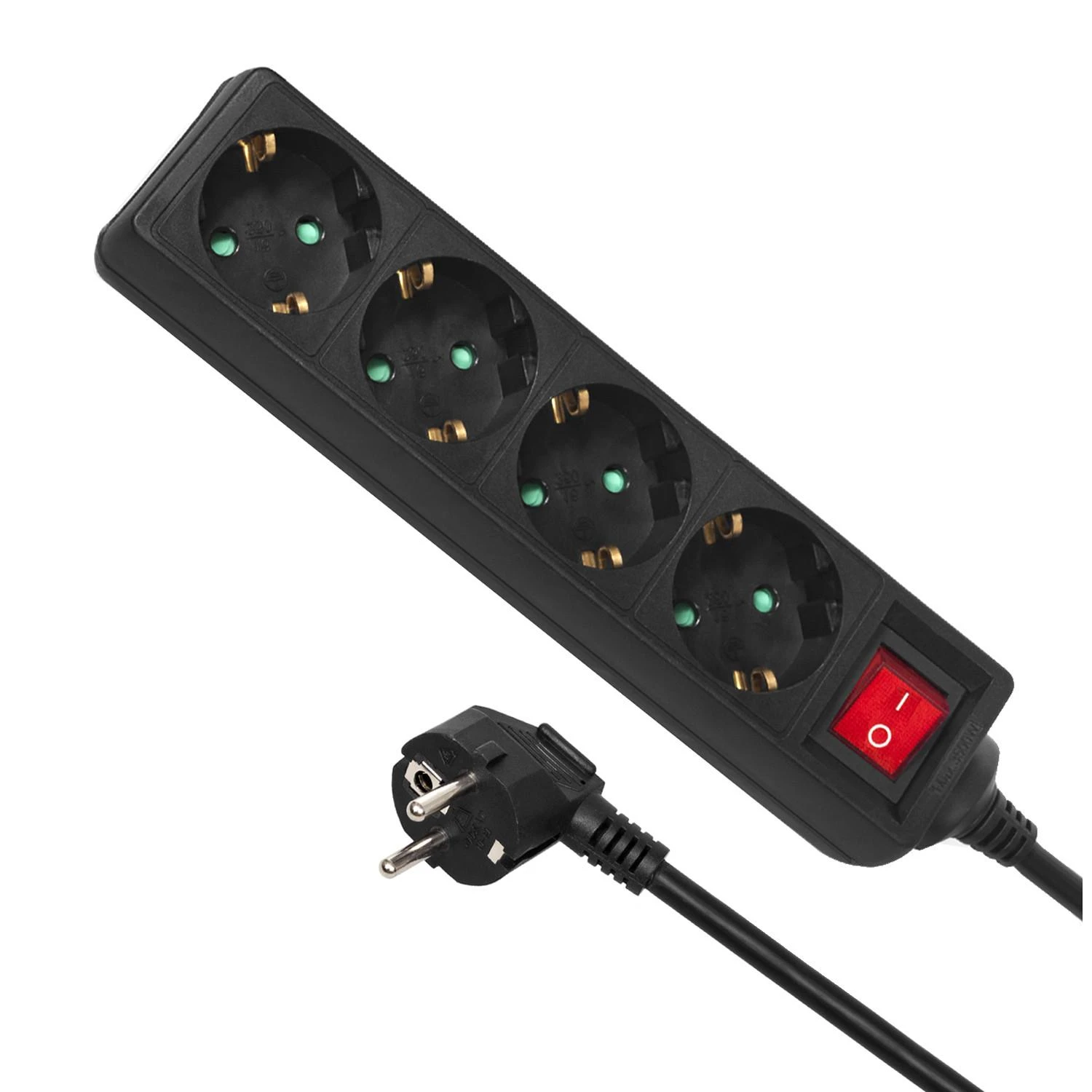 Listwa „Maclean“ maitinimo laidas, prailgintuvas, 4 lizdai, jungiklis, 3500 W, 3 m, vokiško tipo, MCE196G