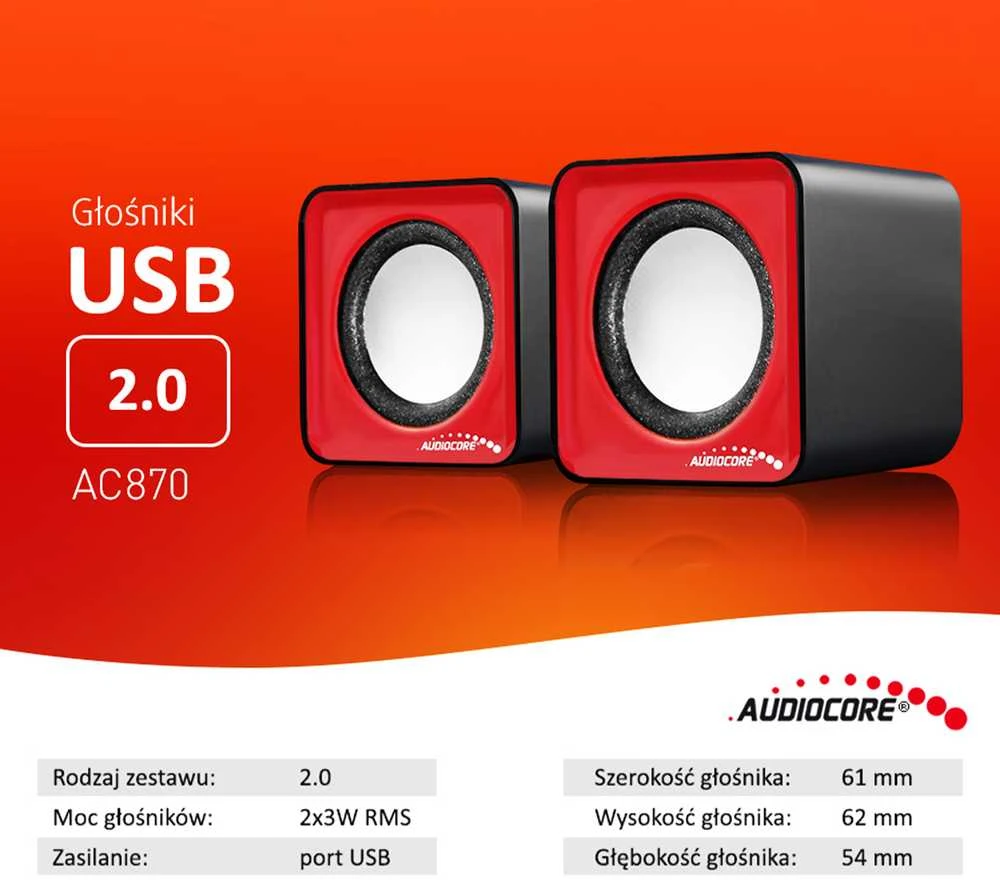 Kompiuterio kolonėlės Kompiuteriniai garsiakalbiai Audiocore AC870R, raudona