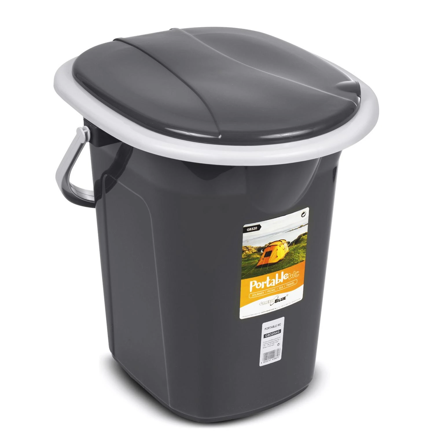 GreenBlue GB320 nešiojamas kempingo tualeto tualeto kibiras, 19 l talpos, su rankena