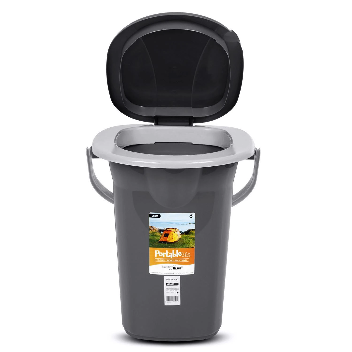 GreenBlue GB320 nešiojamas kempingo tualeto tualeto kibiras, 19 l talpos, su rankena