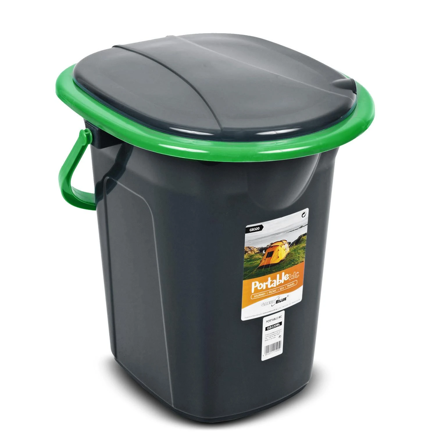 GreenBlue GB320BG juodas ir žalias kempingo tualetas