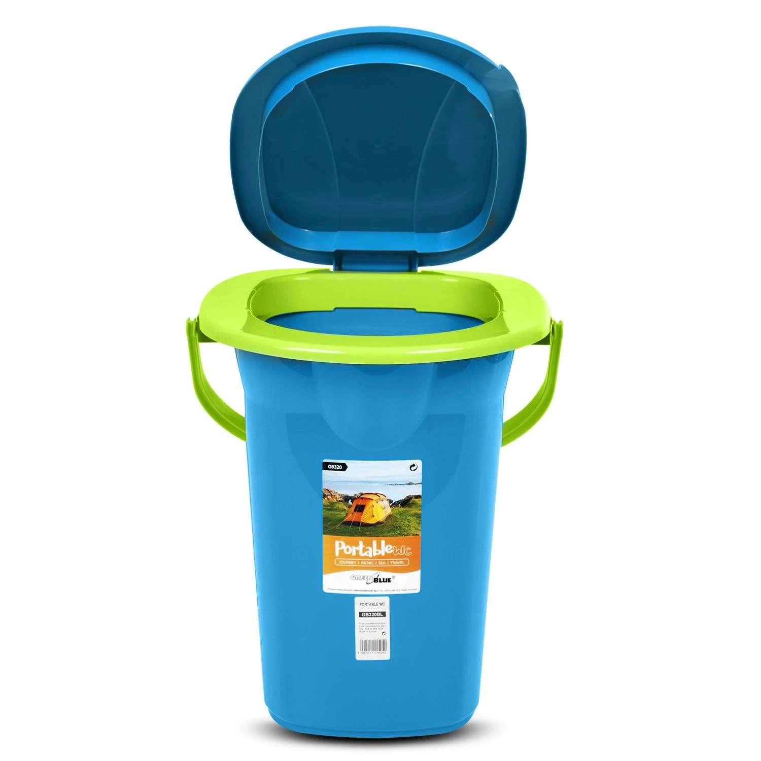 GreenBlue GB320BL nešiojamasis kelioninis tualetas kibiras Camping Festival Rankenos dangtis Patvarus stabilus19L