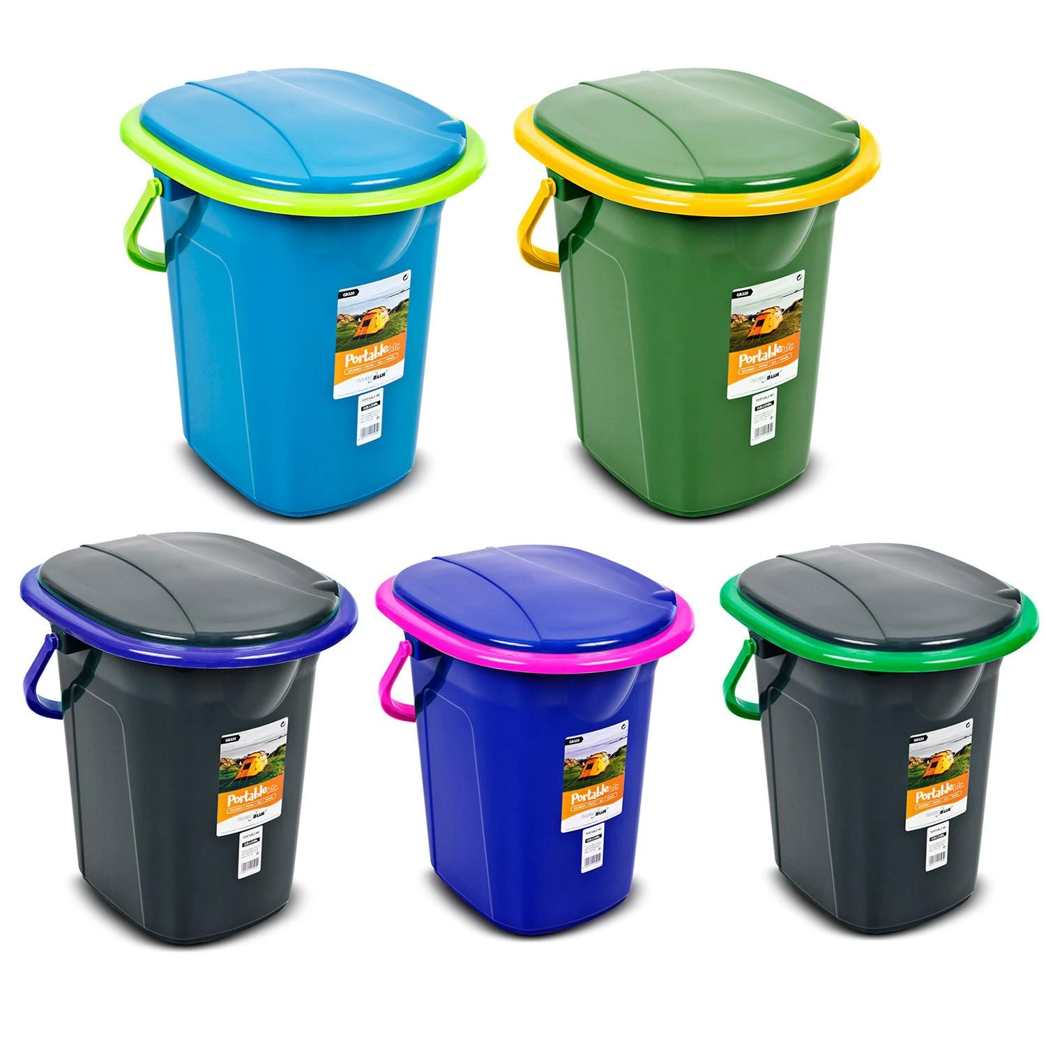 GreenBlue GB320BL nešiojamasis kelioninis tualetas kibiras Camping Festival Rankenos dangtis Patvarus stabilus19L