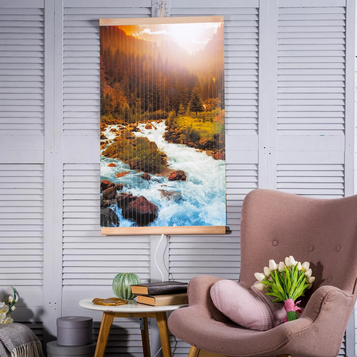Šildytuvas Infraraudonųjų spindulių šildytuvas - lanksti šildymo plokštė 430 W TRIO 10 modelis upės, matmenys 100 x 57 cm su reguliatoriumi