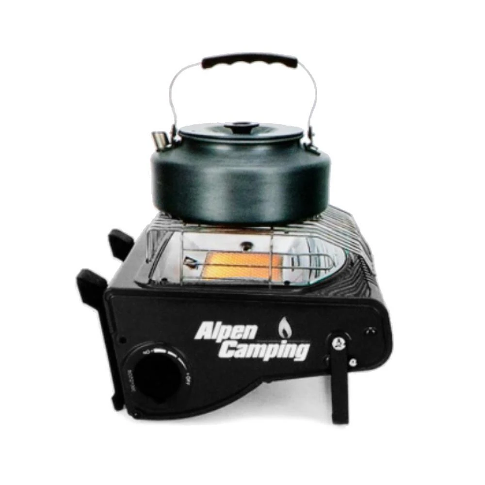 Przenośny Nešiojama dujinė viryklė „Alpen Camping“, 2 viename, dujų sąnaudos 124 g/val., pjezoelektrinis uždegimas, ICELAND IK-1000 PRO