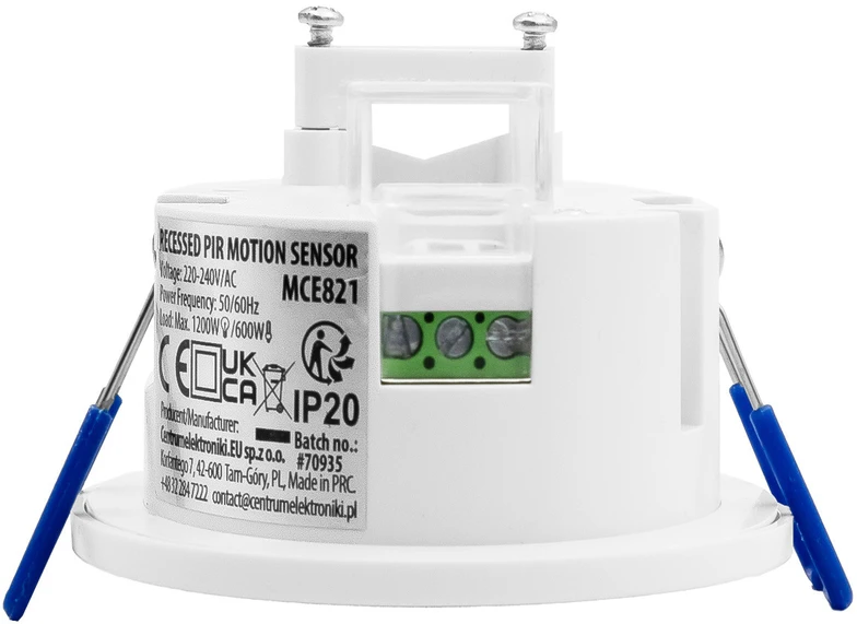 Judesio jutiklis PIR Maclean, Montuojama, zasięg 8m, 600W/1200W, 220-240V AC, 50/60Hz, MCE821