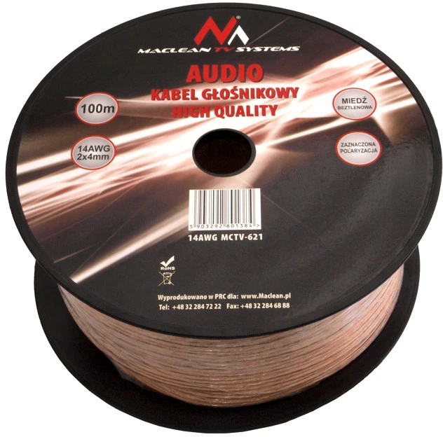 Maclean K.gł.14AWG Šerdis 14AWG OFC 224 (7 * 32 / 0,12) išorinis skersmuo 4,0 * 8,0 mm