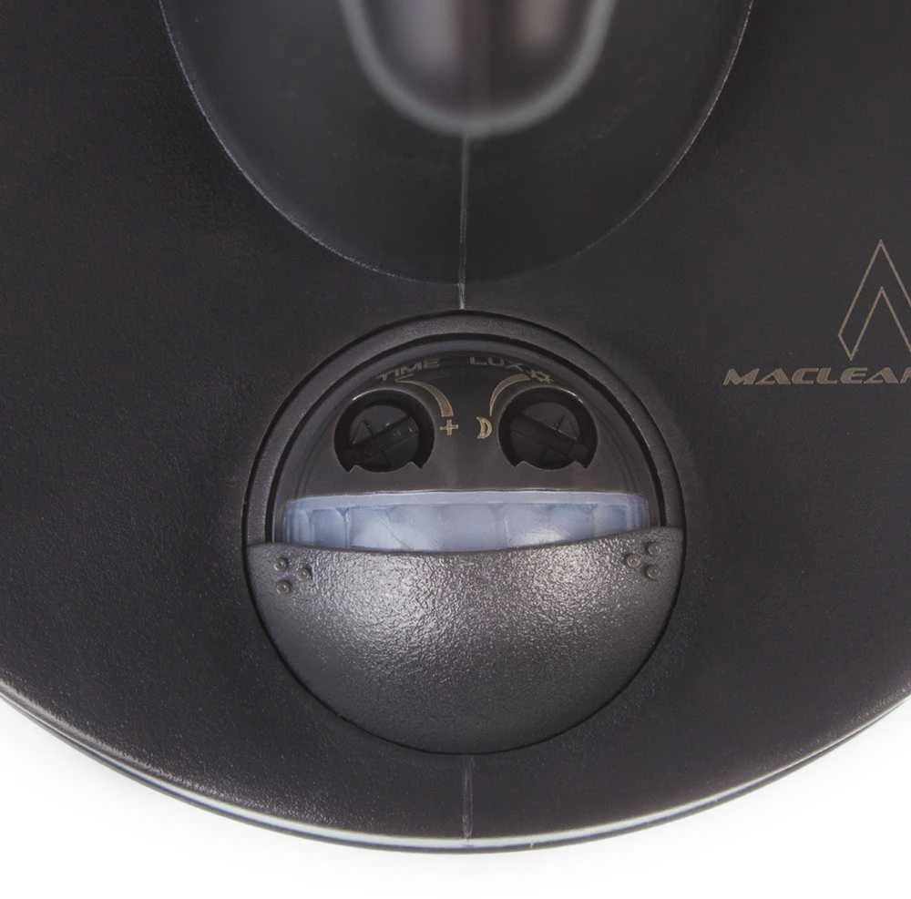 Sieninis šviestuvas 1xE27 su Maclean jutikliu, infraraudonųjų spindulių jutikliu, maks. apkrova 60W, IP65, juoda spalva, MCE518 B