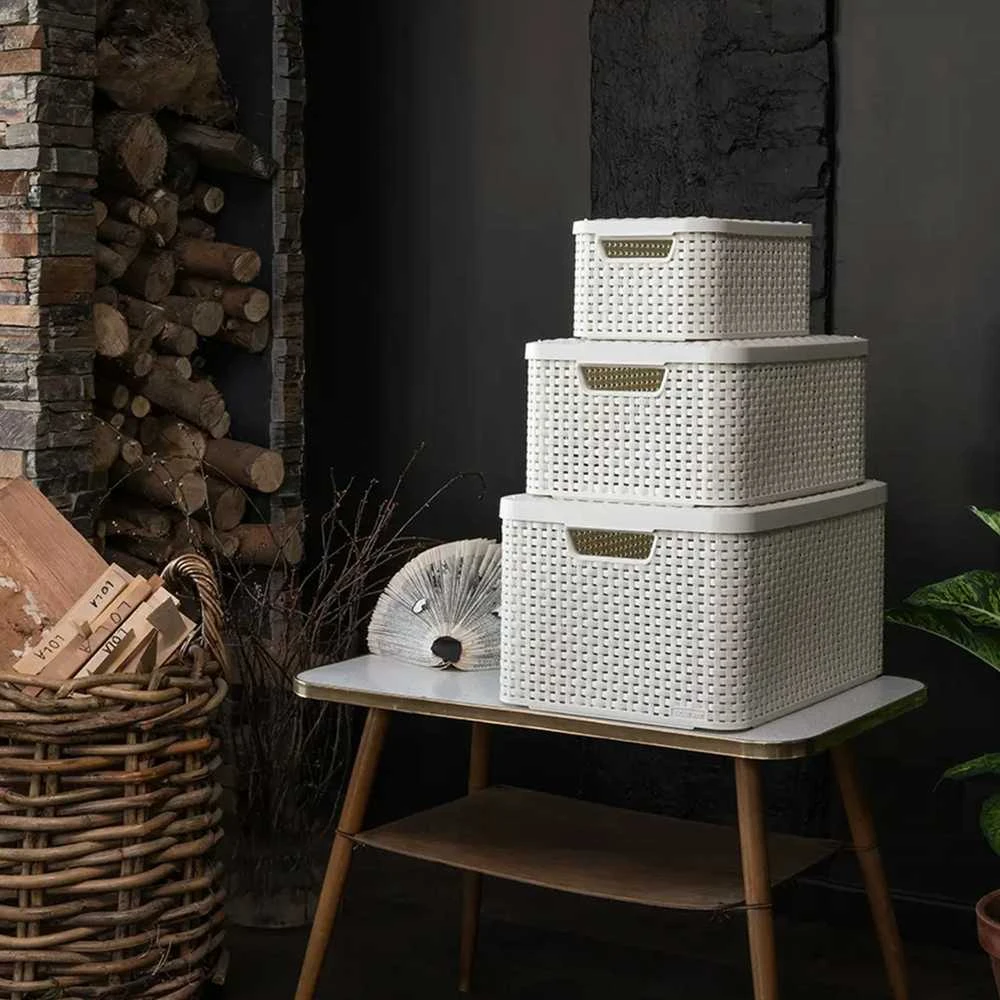 Dėžė su dangčiu Style Box Rattan S Curver 6L šviesiai pilka