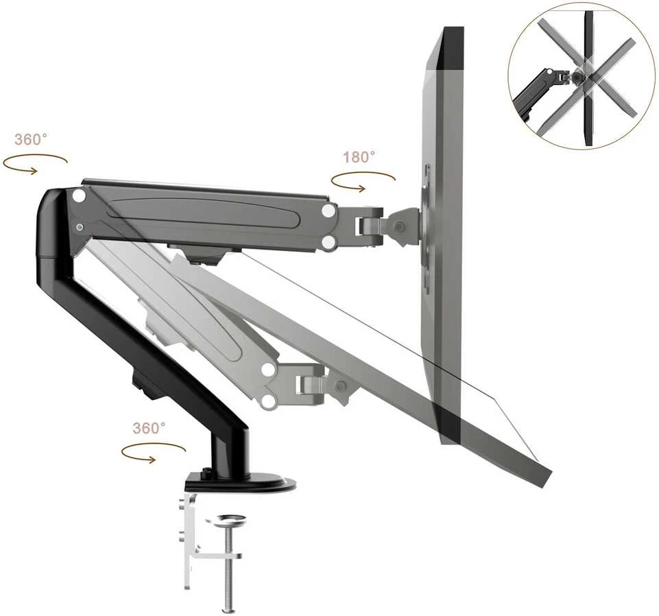 Laikiklis Maclean MC-860N Monitorius Mount, with Gas Spring, 13"-27", 8kg, Juodas