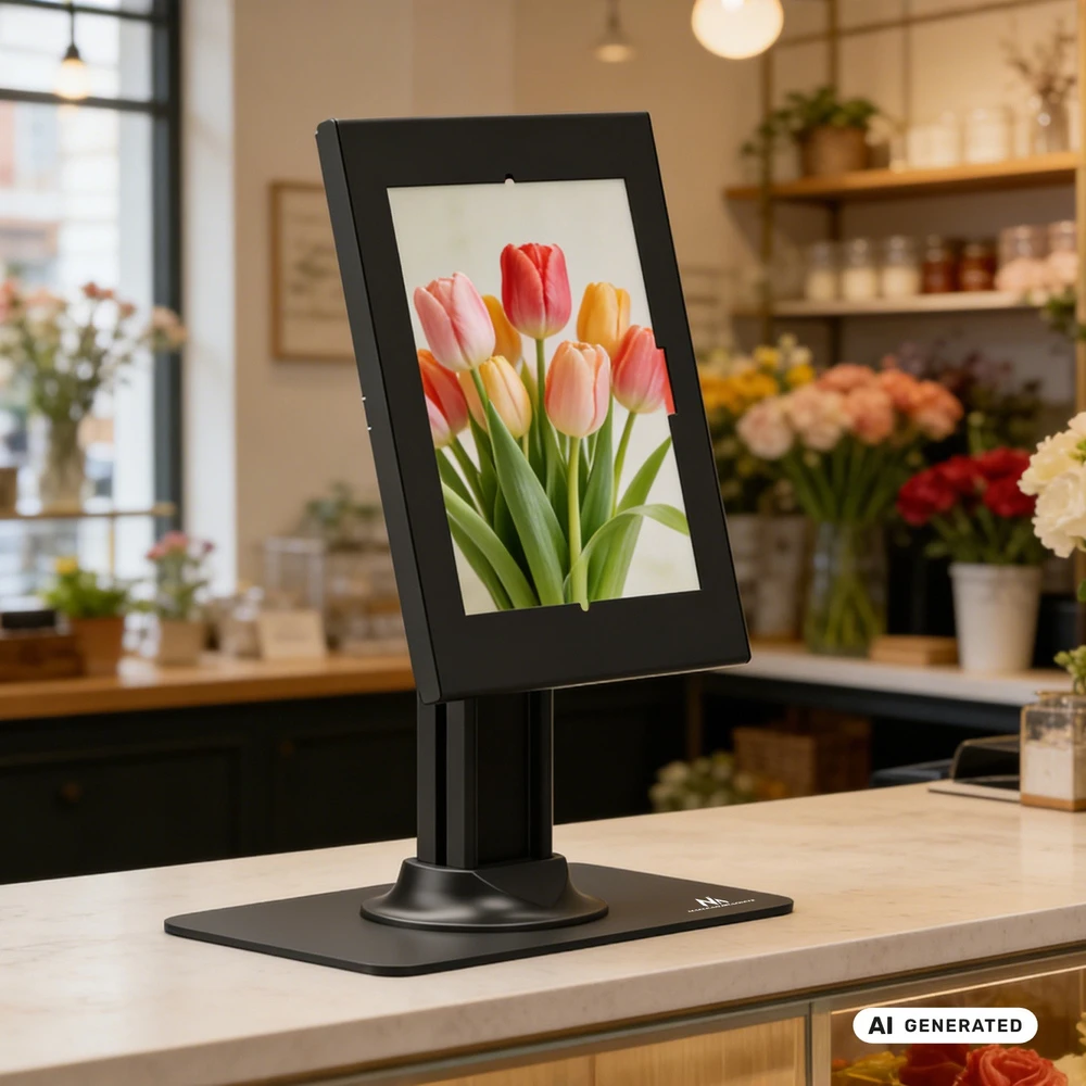 Laikiklis reklamowy do tabletu Maclean, su blokadą. 10.9"-11", iPad Air/ Pro, Samsung Tab A&S Series, 220x323x22mm, MC-959 B