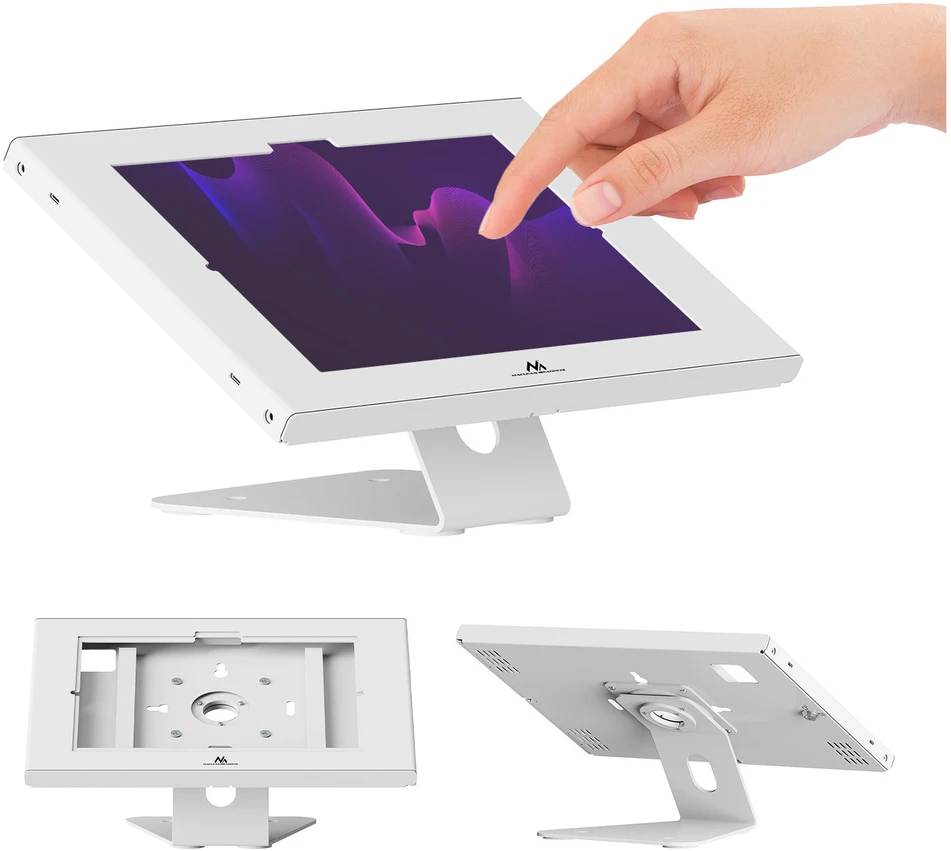 Laikiklis reklamowy do tabletu Maclean, su blokadą. 10.9"-11", iPad Air/ Pro, Samsung Tab A&S Series, 220x323x22mm, MC-957 W