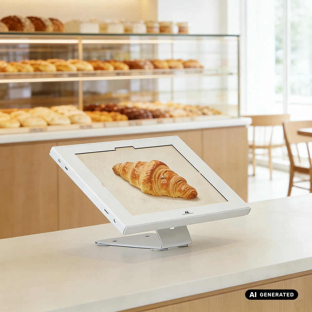 Laikiklis reklamowy do tabletu Maclean, su blokadą. 12.4"-13", iPad Air/ Pro, Samsung Tab S10+/S9+/S8+/S7+, 257x350x22mm, MC-956 W