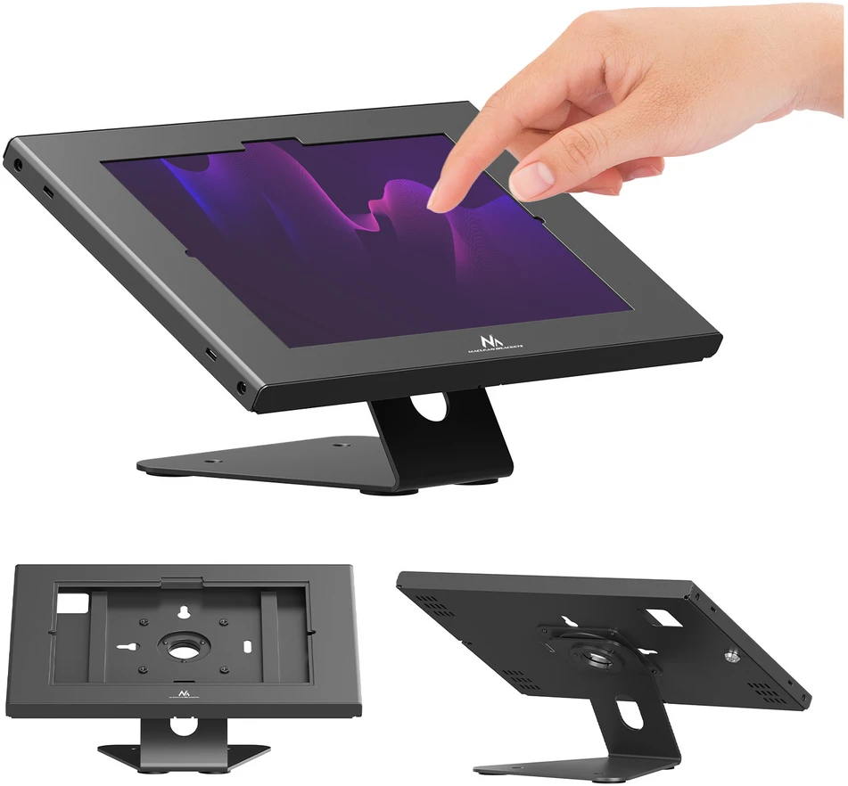 Laikiklis reklamowy do tabletu Maclean, su blokadą. 10.9"-11", iPad Air/ Pro, Samsung Tab A&S Series, 220x323x22mm, MC-957 B