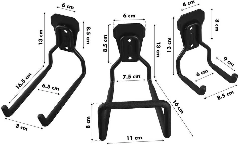 Laikiklis „Maclean“ sieninis laikiklis / pakaba padangoms, sodo įrankiams, kopėčioms, žarnoms, dviračiams, plienas, maksimali apkrova 35 kg, MC-440