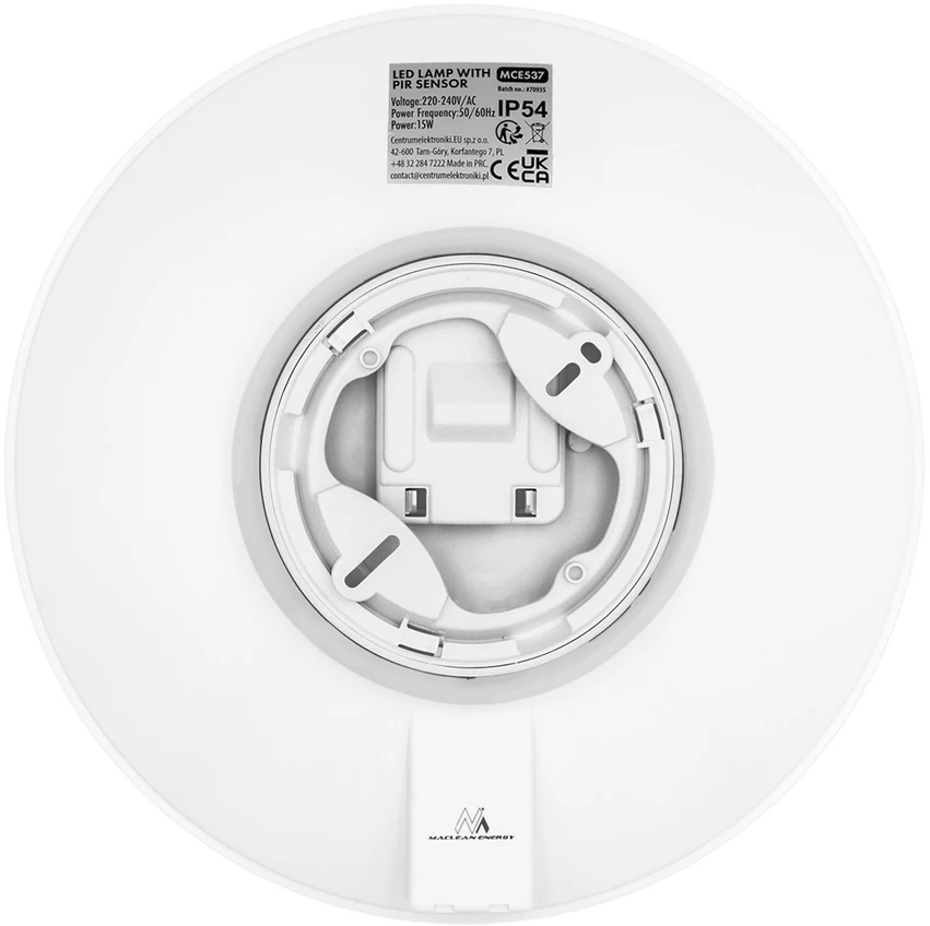 LED lempa su PIR jutikliu Maclean, lubinė, 15W, 1300lm, IP54, 220-240V~ 50/60Hz, MCE537