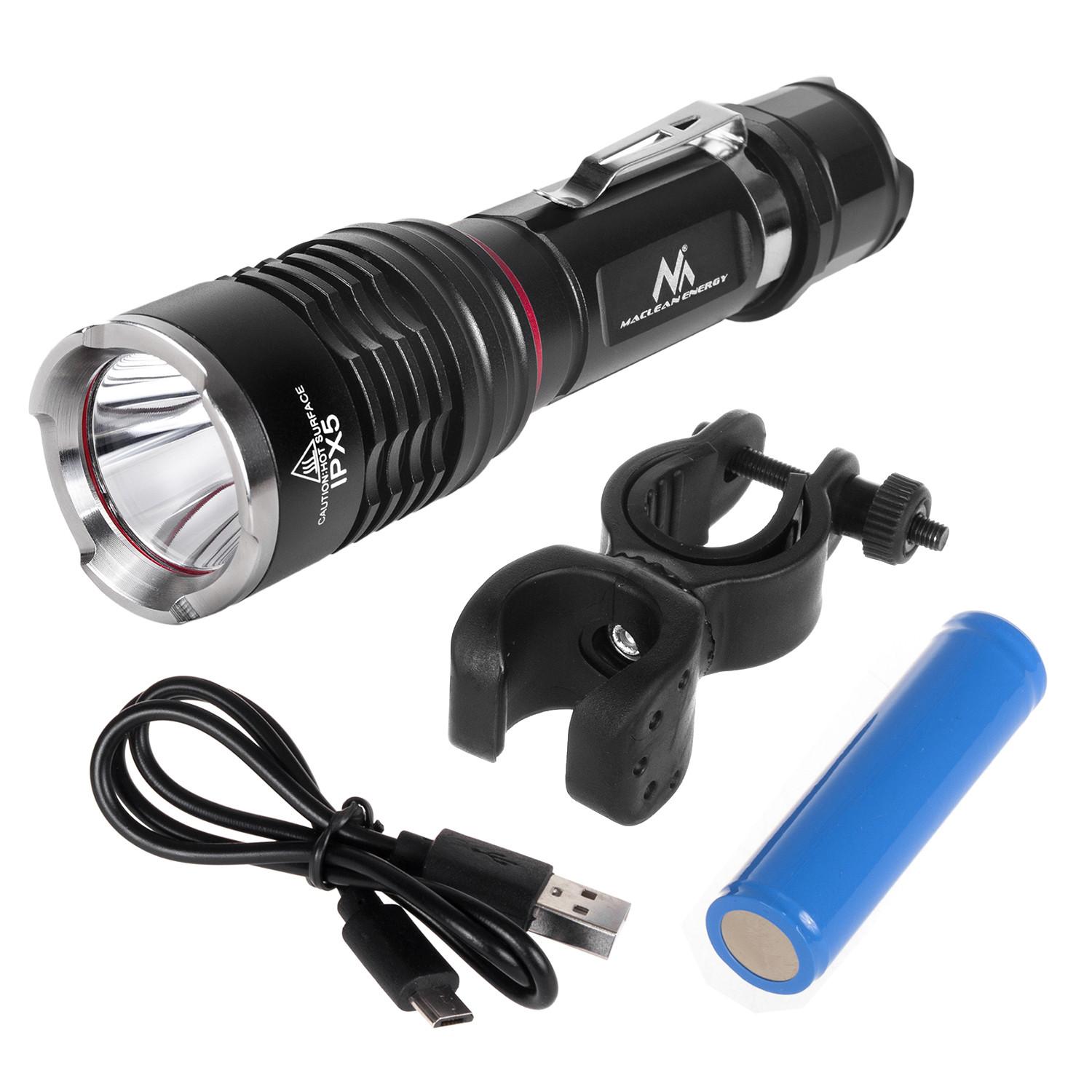 MACLEAN MCE220 Maclean MCE220 LED Cree 800 liumenų žibintuvėlis + įkroviklis + dviračio laikiklis