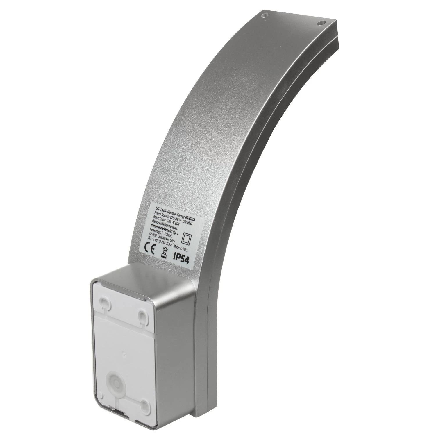 Sieninis šviestuvas Lampa „Maclean“ LED fasado šviestuvas, 800 lm, IP54, 10 W, natūrali balta (4000 K), sidabrinis, MCE343 S