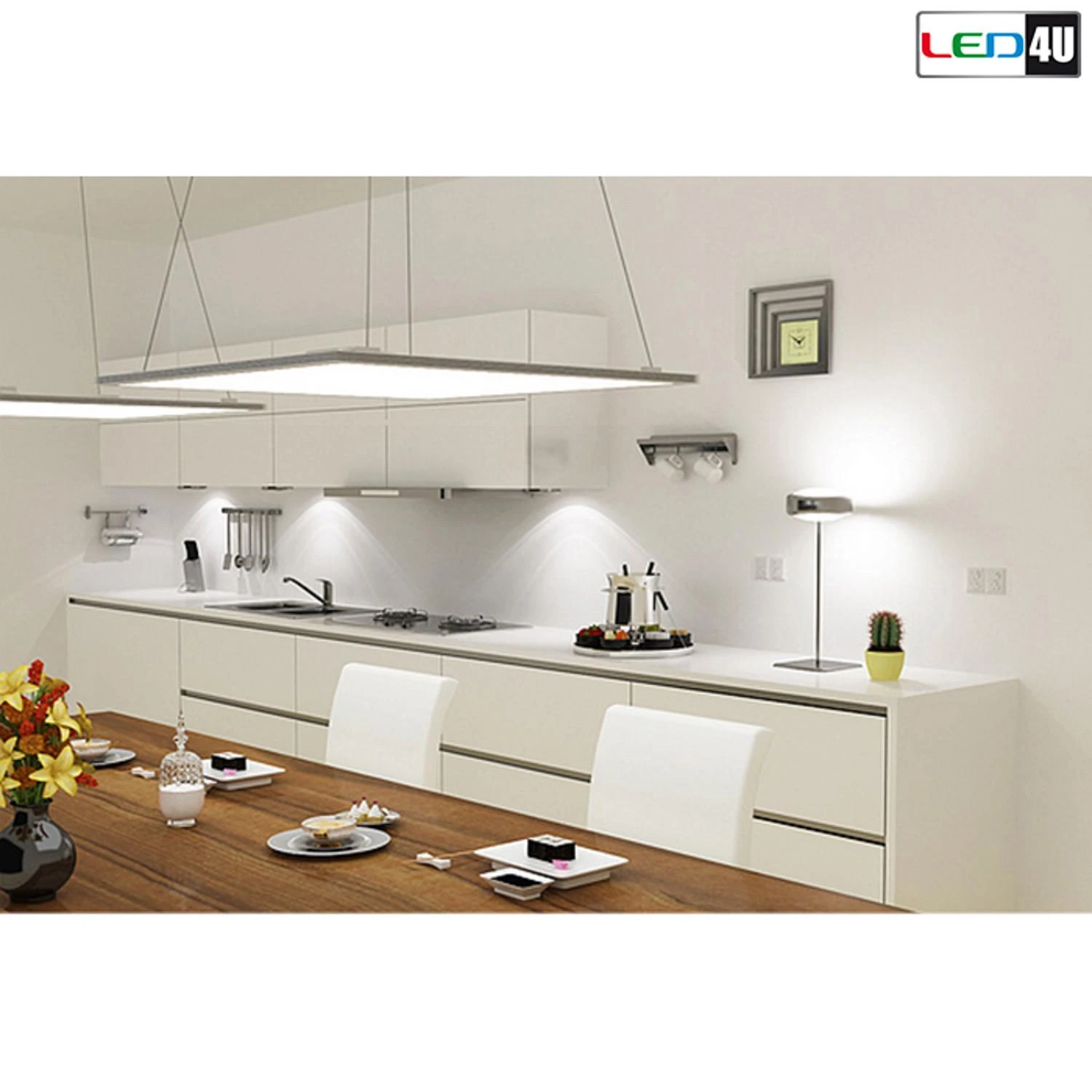 Lubinis šviestuvas Linki Laidai lubinių LED panelių „Led4U LD159“ tvirtinimui - komplektas tinka 600*600, 300*300, 300*600, 300*1200, 600*1200 mm matmenims