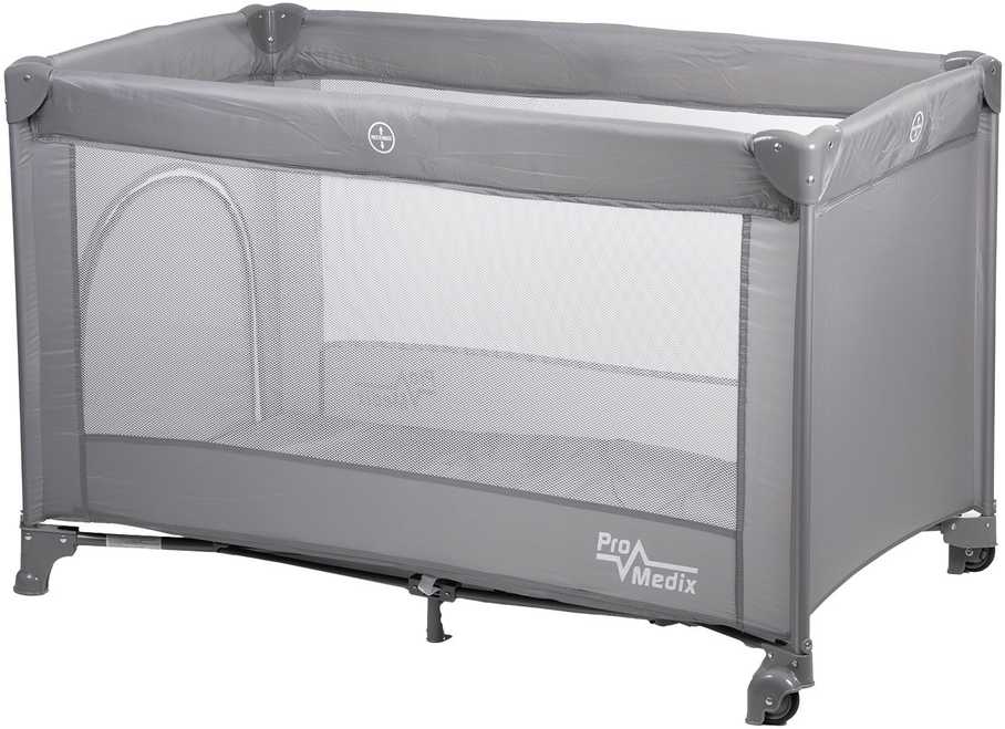 Promedix PR-803 G Kelioninė lovelė Kelioninė lovelė, 125x65x74cm, Ratukai, Apsauginis užvalkalas, Pilka