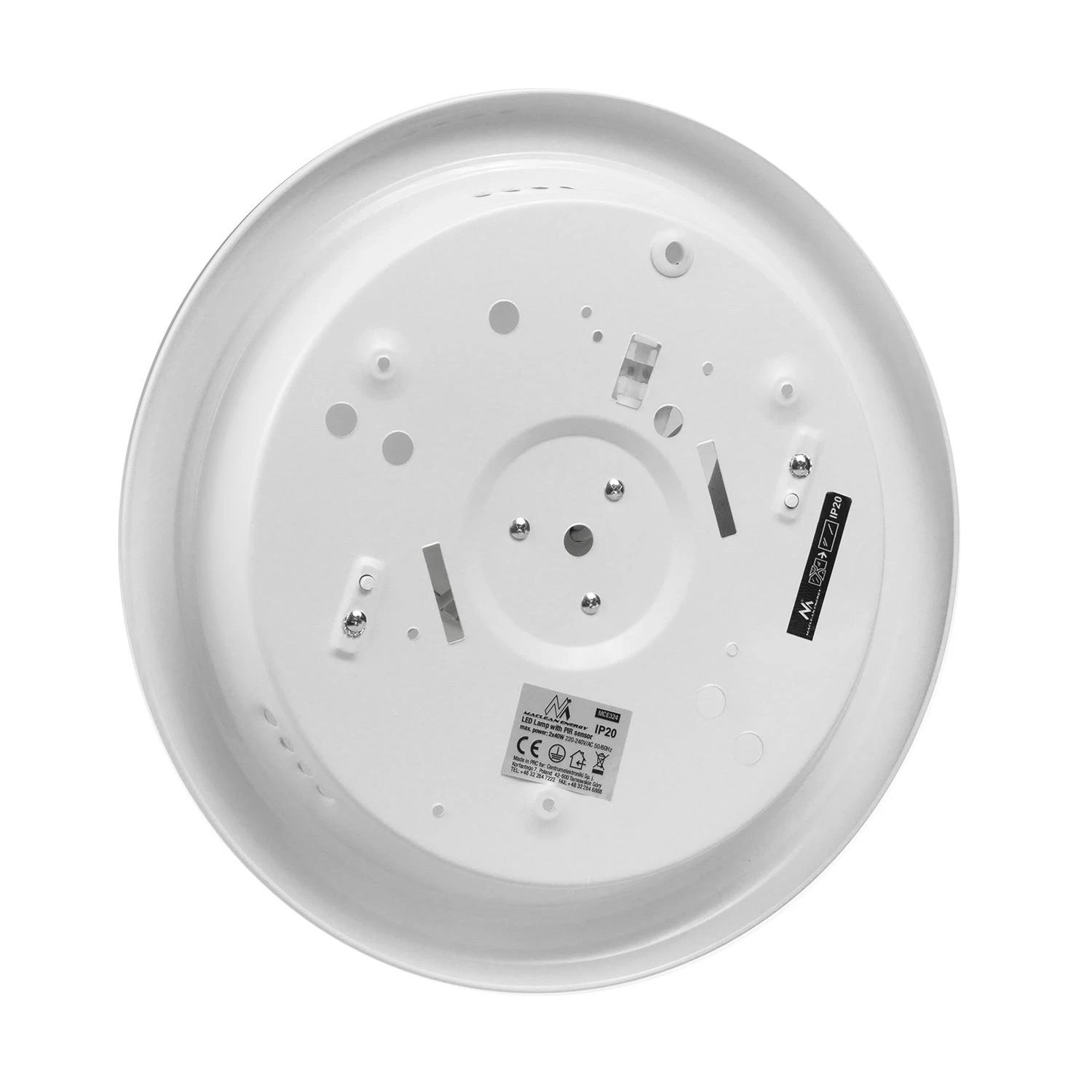 Plafon „Maclean“ lubinis šviestuvas su PIR jutikliu, keičiamu šviesos šaltiniu, 2 x maks. 40 W, E27, 220–240 V ~ 50/60 Hz, MCE324