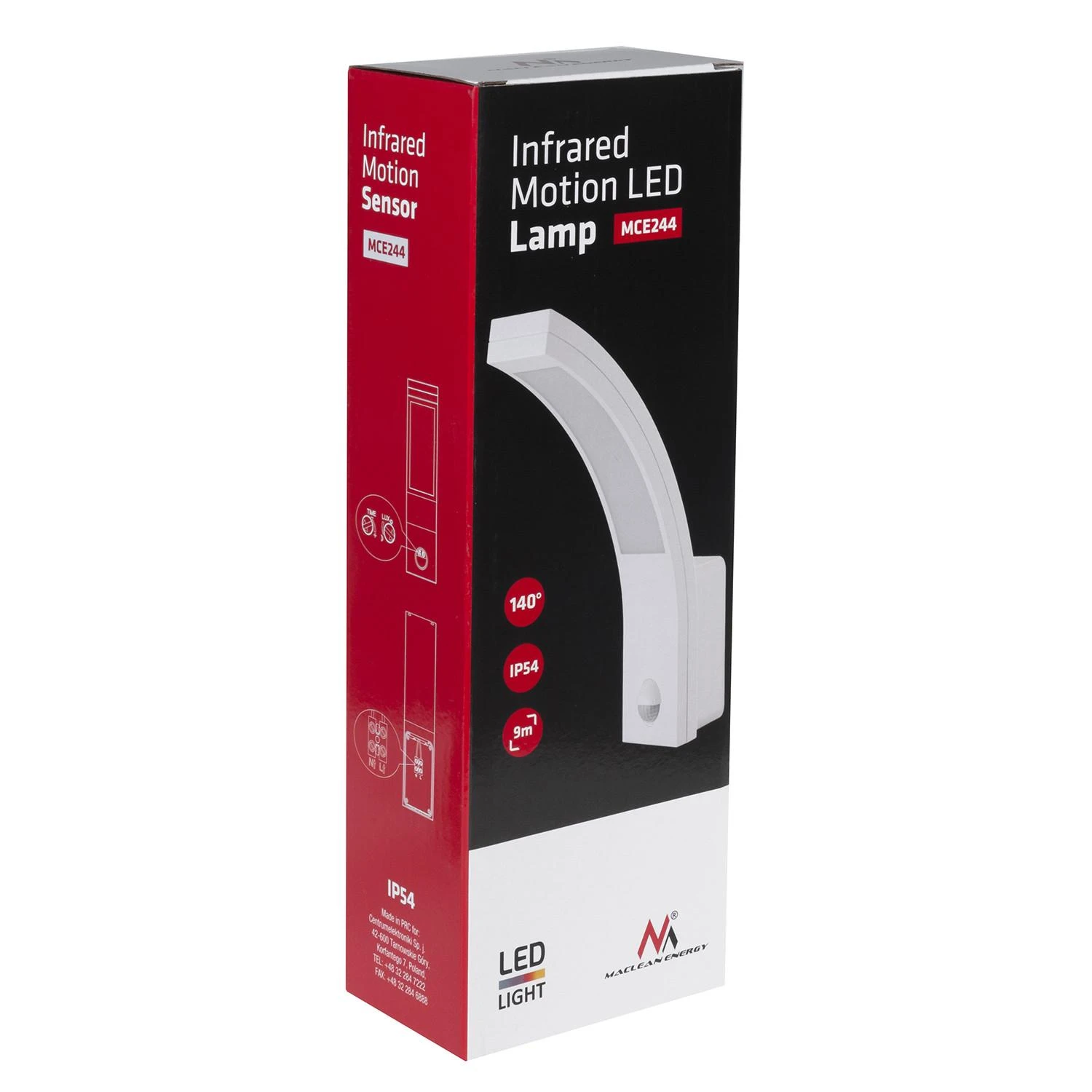 Lubinis šviestuvas MACLEAN MCE244 Maclean MCE244 LED lempa su infraraudonųjų spindulių judesio jutikliu 140 750lm 9m diapazonas IP54