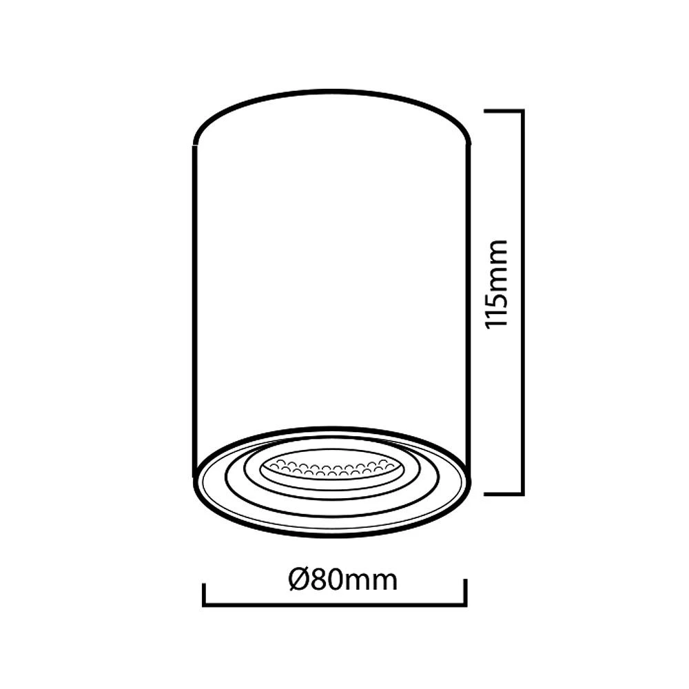 Lubinis šviestuvas Tuba „Maclean“ vamzdinis/virštvirtinis šviestuvas, taškinis, halogeninis, apvalus, aliuminis, GU10, 80x115 mm, juodas, MCE422 B