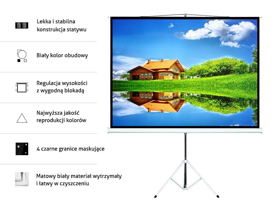 MACLEAN MC-536 Maclean MC-536 Standard Portable Projektoriaus ekranas su stovu 72?? 4:3 145x110 cm