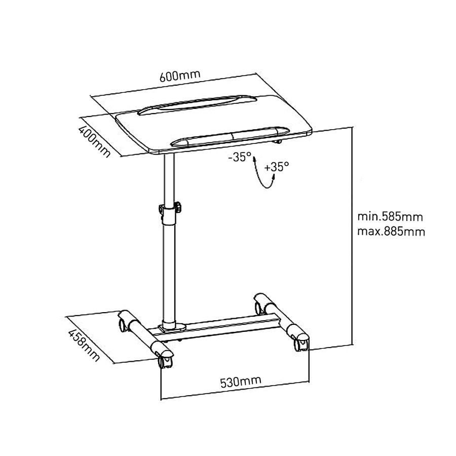 Maclean MC-671 Universal Portable Adjustable Nešiojamas kompiuteris Projektorius Desk Trolley Table