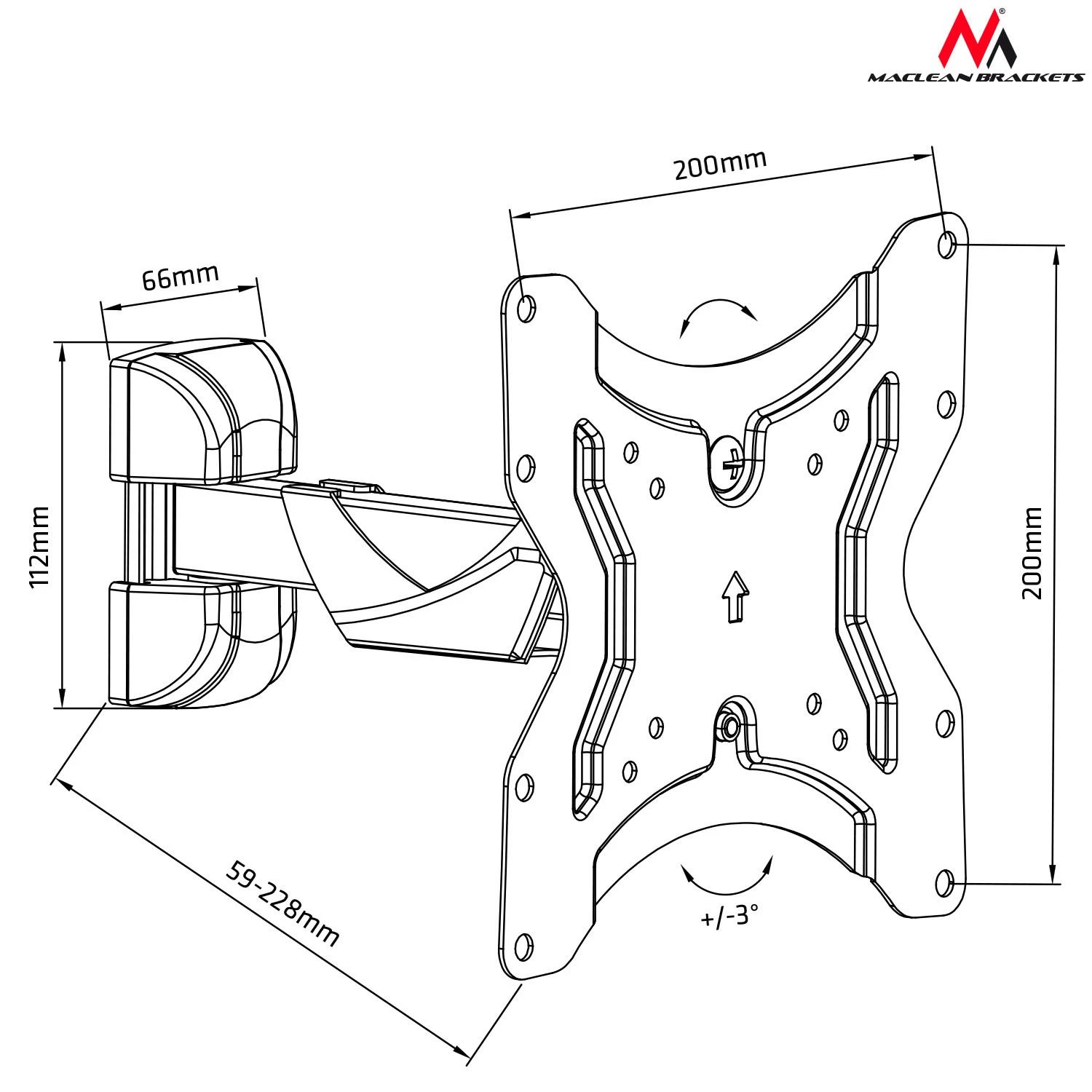 Laikiklis MACLEAN MC-741 Maclean MC-741 Braket for TV or monitorius 13-42 25kg juodas