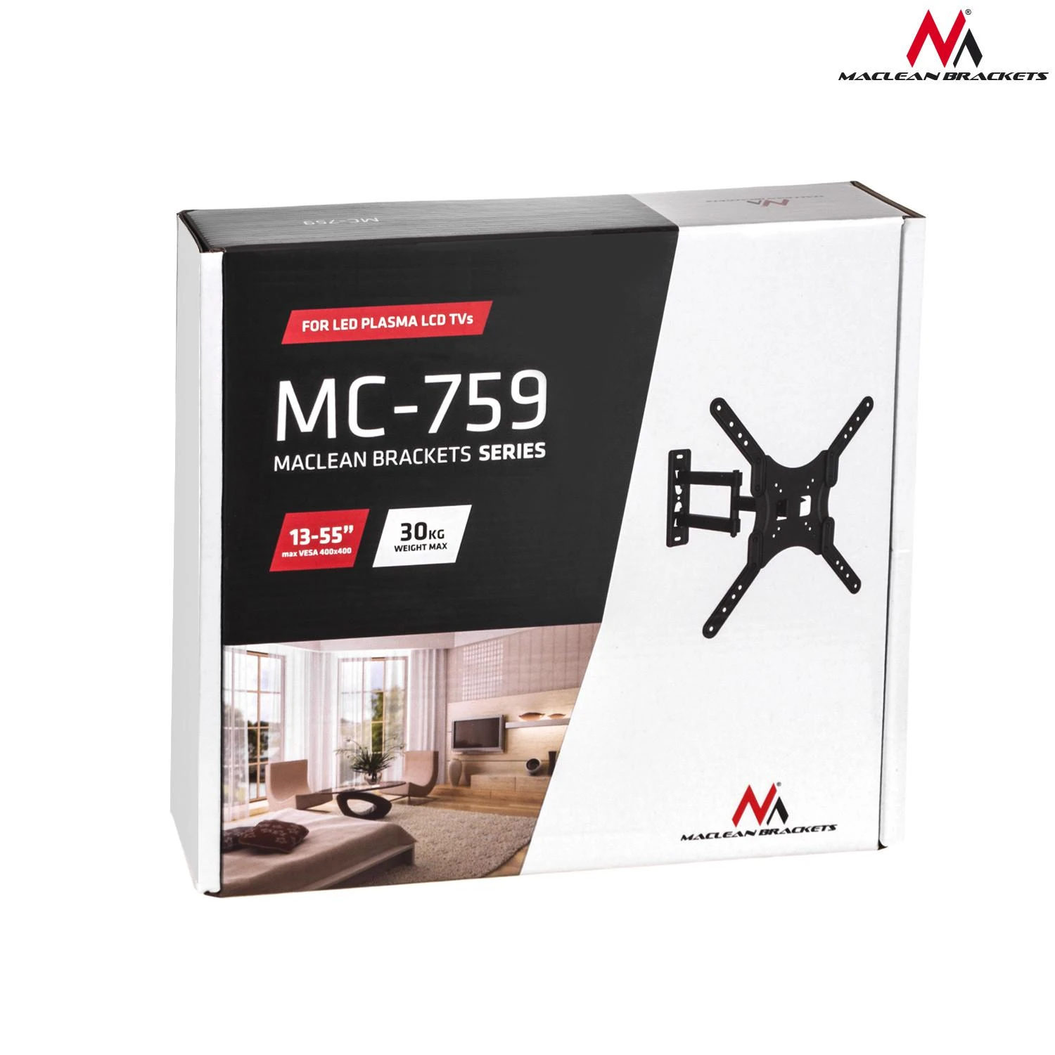 Maclean MC-759 televizoriaus ar monitoriaus sieninis laikiklis 13-55'' 30kg 