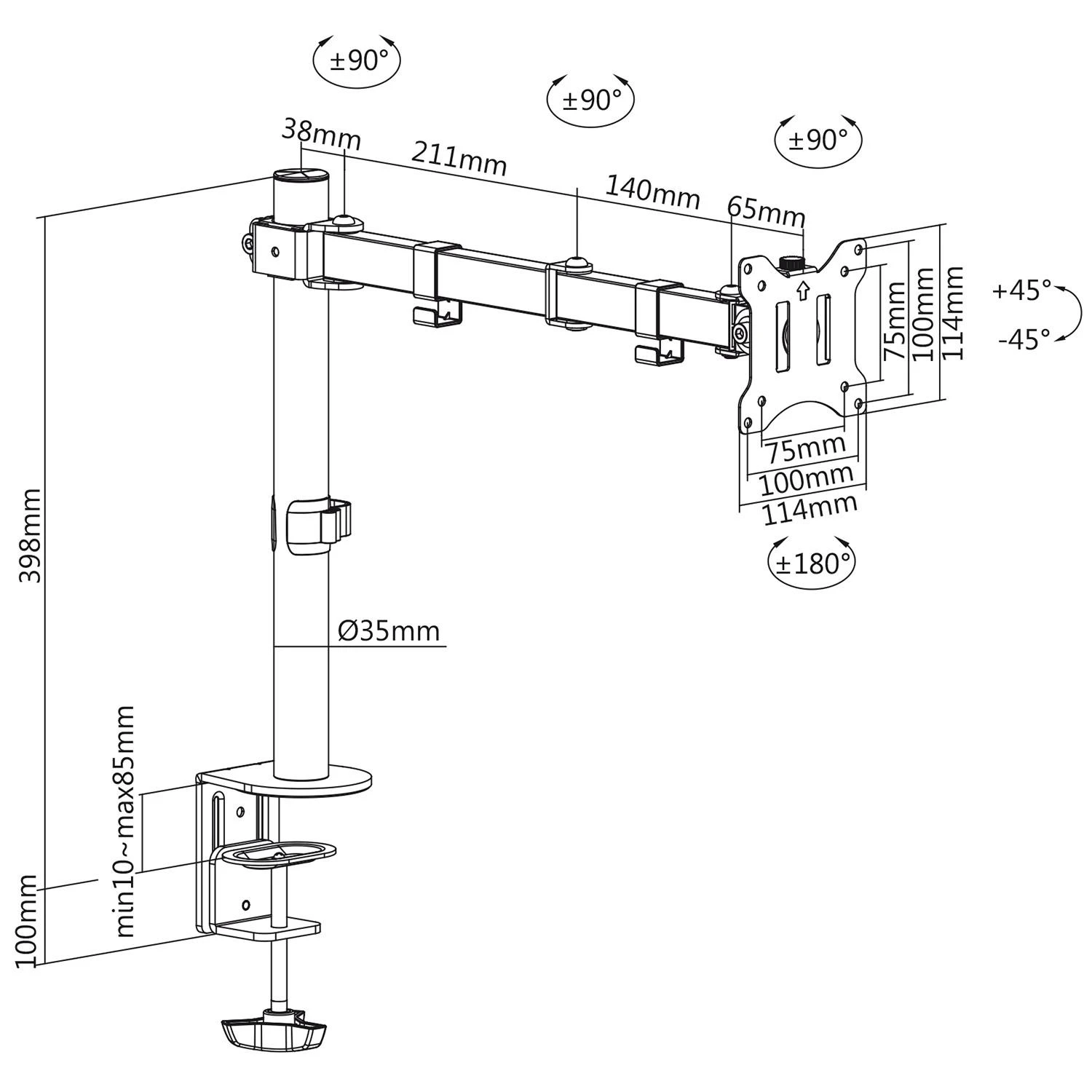 Laikiklis Maclean MC-883 monitorius mount / stand 81.3 cm (32") Clamp Juodas